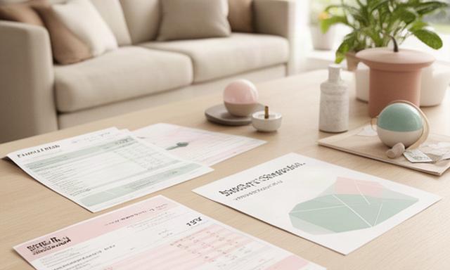 Helles Wohnzimmer in Grenchen mit Budgetunterlagen, Energierechnung und Sparplan auf einem Tisch